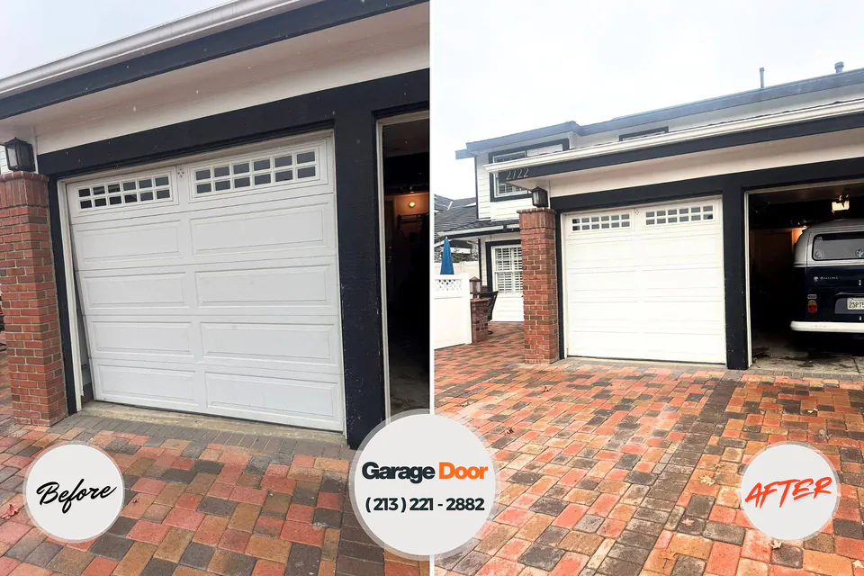 Before and after: garage door repair Lakeside, TX
